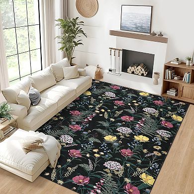 Pastoral Area Rug Machine Washable Non Shedding Stain Resistant carpet for Dining Room Hallway