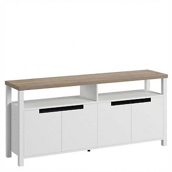 Farmhouse TV Stand for 70 Inch TV, 63 Inch Entertainment Center with Storage,Open Shelf