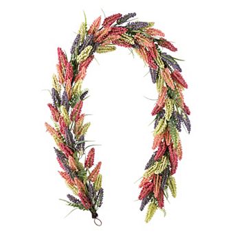 Glitzhome 6ft Pink, Purple & Yellow Mixed Heather Garland