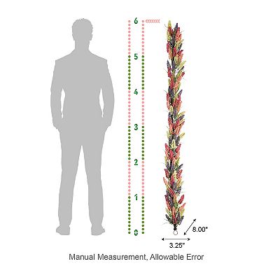 Glitzhome 6ft Pink, Purple & Yellow Mixed Heather Garland