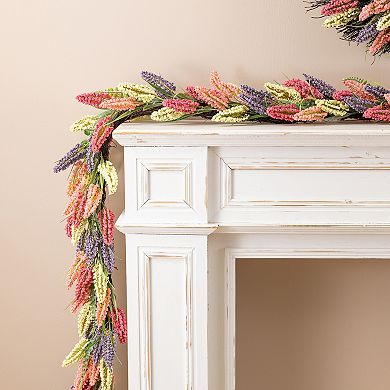 Glitzhome 6ft Pink, Purple & Yellow Mixed Heather Garland