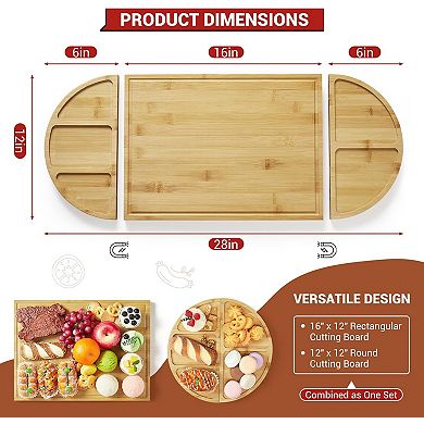 3pc Magnetic Cheese Board Set, Cutting Board Set,Wooden Chopping Board With Deep Juice Grooves