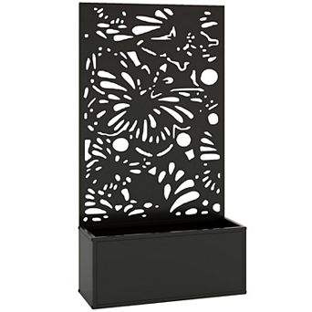 Outsunny Metal Raised Garden Bed with Trellis, Outdoor Planter Box