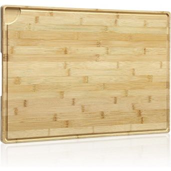 24x16 Inch Large Cutting Board, 0.8" Thick Butcher Block with Deep Juice Groove & Handles
