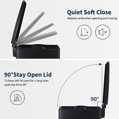 12 Gal and 2.6 Gal Stainless Steel Trash Can Combo Set, Step On Slim Garbage Can for Kitchen