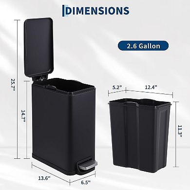 12 Gal and 2.6 Gal Stainless Steel Trash Can Combo Set, Step On Slim Garbage Can for Kitchen
