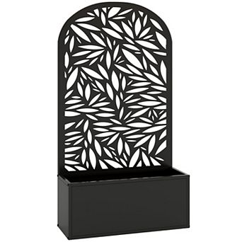 Outsunny Garden Box with Privacy Panel, Outdoor Planter Box for Garden