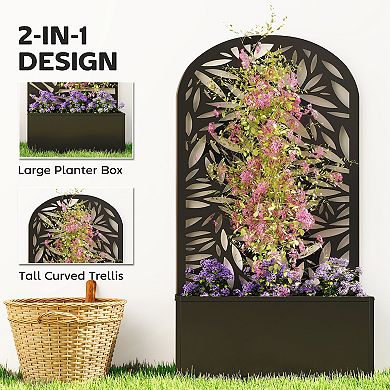 Outsunny Garden Box with Privacy Panel, Outdoor Planter Box for Garden
