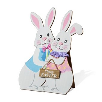 Glitzhome Set of 2 Easter Outdoor Decor, 24"H Easter Wooden Bunny Porch Decor