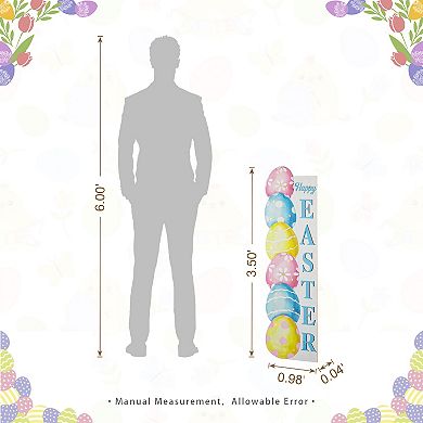 Glitzhome 42"H Lighted Wooden Stacked Eggs Happy Easter Porch Sign w/Timer