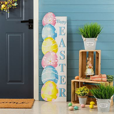 Glitzhome 42"H Lighted Wooden Stacked Eggs Happy Easter Porch Sign w/Timer