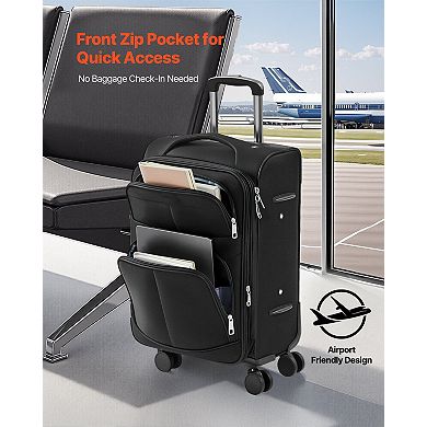 Softside Expandable Carry On Luggage with Spinner Wheels and TSA Lock