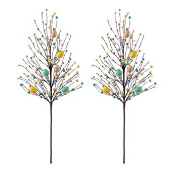 Glitzhome Set of 2 28"H Easter Berries & Eggs Picks