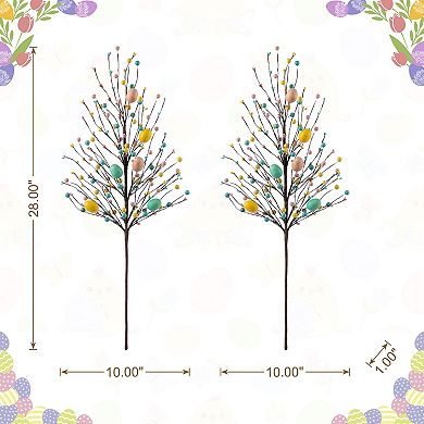 Glitzhome Set of 2 28"H Easter Berries & Eggs Picks