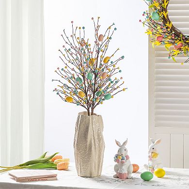 Glitzhome Set of 2 28"H Easter Berries & Eggs Picks