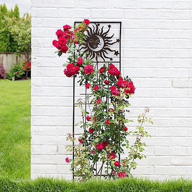 Glitzhome 48"H Metal Sun Garden Trellis, Garden Stakes