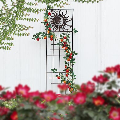 Glitzhome 48"H Metal Sun Garden Trellis, Garden Stakes