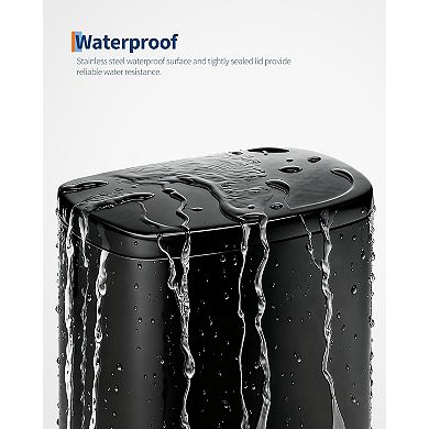 13gal Trash Can with Lid,Step-on Stainless Steel Kitchen Garbage Can with Inner Bucket,Handle