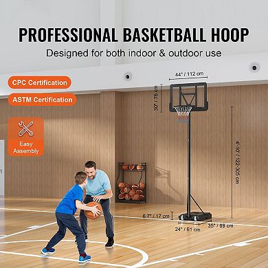 Adjustable Basketball Hoop System 4 to 10 Ft Portable Backboard with Wheels