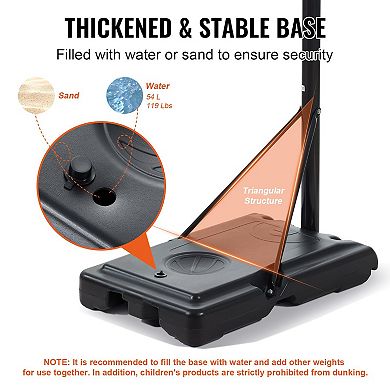 Adjustable Basketball Hoop System 4 to 10 Ft Portable Backboard with Wheels