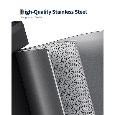 15.8 gal Trash Can with Lid, Stainless Steel Step-on Garbage Bin with Rear Handle