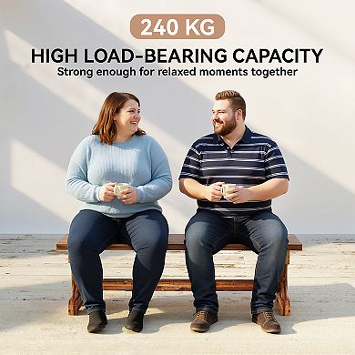 Outsunny Outdoor Wooden Bench, Rustic Garden Bench Loveseat,