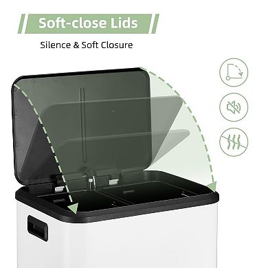 2x4 Gal Dual Trash Can & Recycle Bin,Kitchen Step Trash Can,Garbage Can with Lid，Inner Buckets