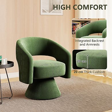 HOMCOM Swivel Accent Chair, Modern Barrel Chair with Thick Padding,