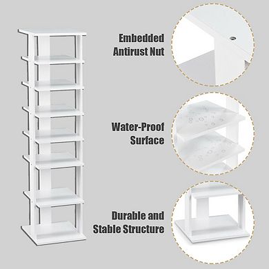 7 Tier Shoe Rack Organizer Wooden Vertical Shoe Storage Stand