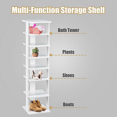 7 Tier Shoe Rack Organizer Wooden Vertical Shoe Storage Stand