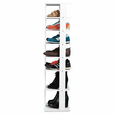 7 Tier Shoe Rack Organizer Wooden Vertical Shoe Storage Stand