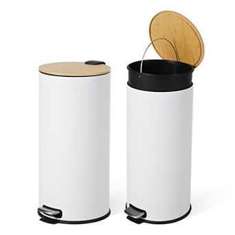 8 Gallon Round Slim Step 100% Bamboo Trash Can