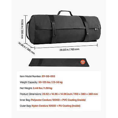 Adjustable Workout Sandbag with Handles for Strength Training Unfilled