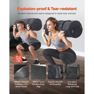 Adjustable Workout Sandbag with Handles for Strength Training Unfilled