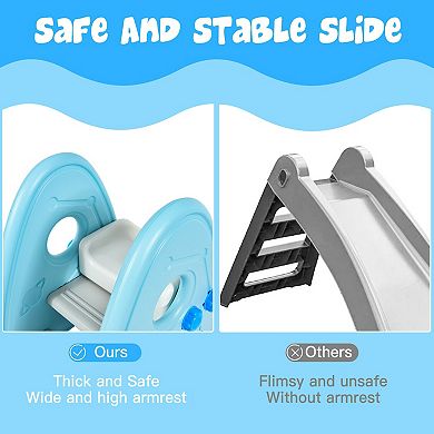 Blue Freestanding Baby Slide and Climber Playset for Indoors