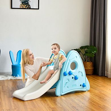Blue Freestanding Baby Slide and Climber Playset for Indoors