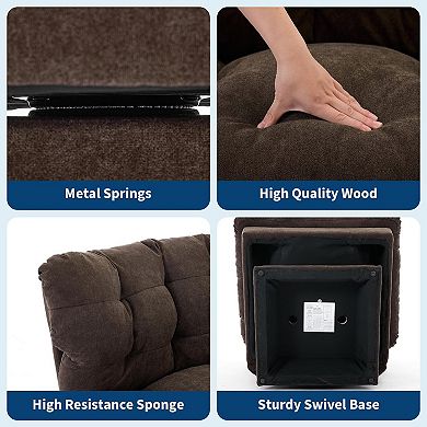 360°Swivel Lounge Chair Features a Thick Cushion and Comfortable Fabric, Suitable for Living Rooms