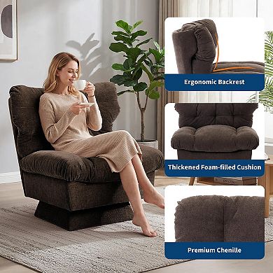 360°Swivel Lounge Chair Features a Thick Cushion and Comfortable Fabric, Suitable for Living Rooms