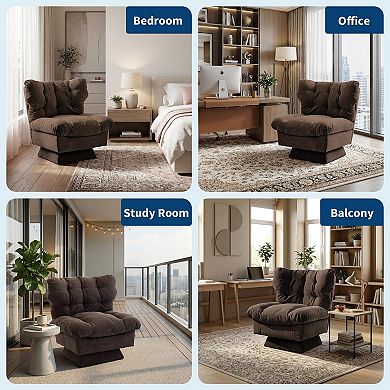 360°Swivel Lounge Chair Features a Thick Cushion and Comfortable Fabric, Suitable for Living Rooms