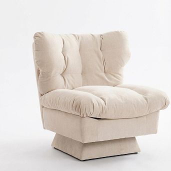 360°Swivel Lounge Chair Features a Thick Cushion and Comfortable Fabric, Suitable for Living Rooms
