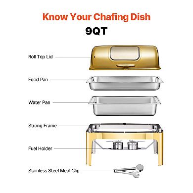 5 Qt Chafing Dish Buffet Set, 2-Pack Stainless Steel Catering Warmers, Silver