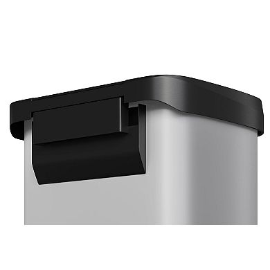 21 gal Trash Can with Lid, Stainless Steel Step-on Garbage Bin with Rear Handle