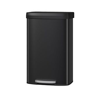 21 gal Trash Can with Lid, Stainless Steel Step-on Garbage Bin with Rear Handle