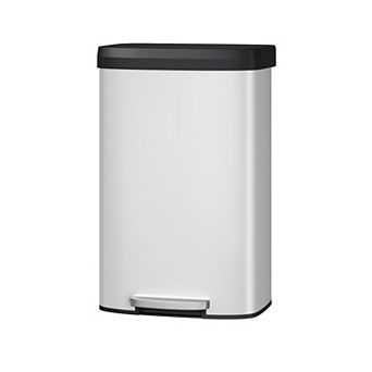 21 gal Trash Can with Lid, Stainless Steel Step-on Garbage Bin with Rear Handle