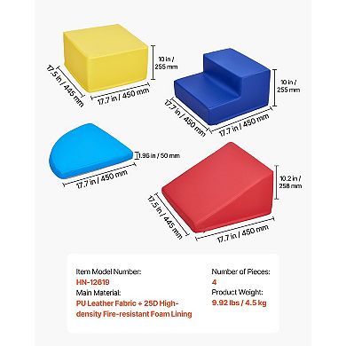 4-Piece Foam Climbing Set for Toddlers PU Leather Blocks for Crawling & Play