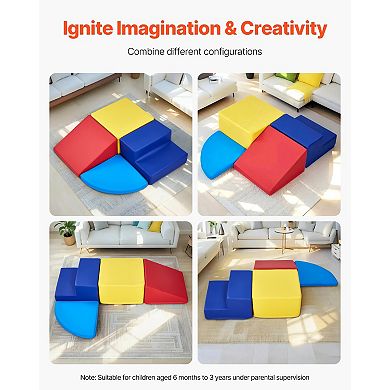 4-Piece Foam Climbing Set for Toddlers PU Leather Blocks for Crawling & Play