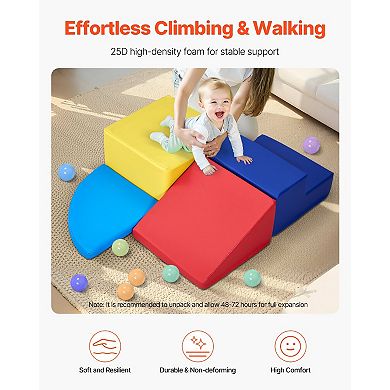 4-Piece Foam Climbing Set for Toddlers PU Leather Blocks for Crawling & Play