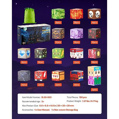 150-Piece Magnetic Blocks, Dark Castle STEM Toy for Kids