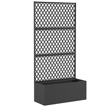 Outsunny Metal Planter Box with Trellis, Diamond Lattice Privacy Planter