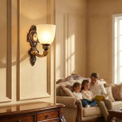 Moooni 2-Pack Vintage Brass Wall Sconce Mid-Century Wall Light Fixtures with Glass Shades(No Bulbs)